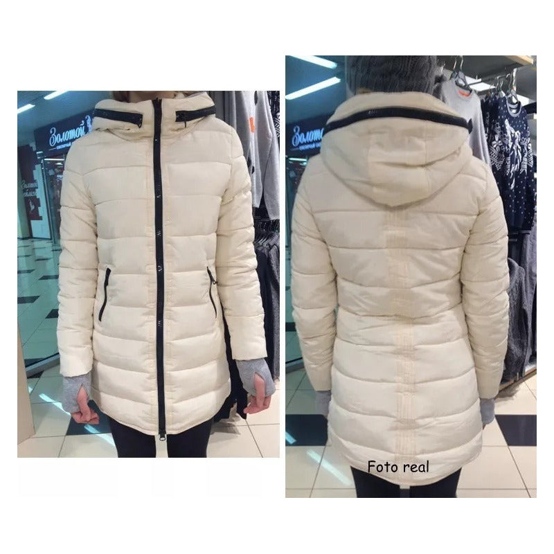 Campera dama parka Nylon inflada puños